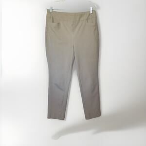 Soft Surroundings Khaki Stretch Pants Size Petite M Mid Rise Pull UP Flat Front